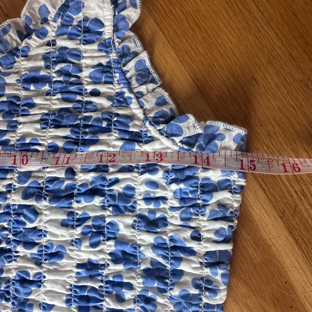 NEW Hannah banana Girls Ruched Floral Romper Blue White Size 10 Adjustable Strap - Picture 6 of 8